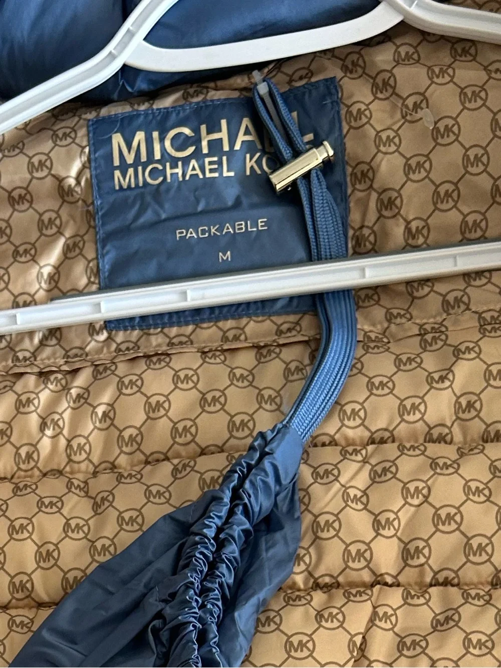 NWOT Michael Kors Blue Hooded Quilted Puffer Jacket